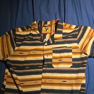 Cinch Men's Casual Shirt - Black and Gold Stripes